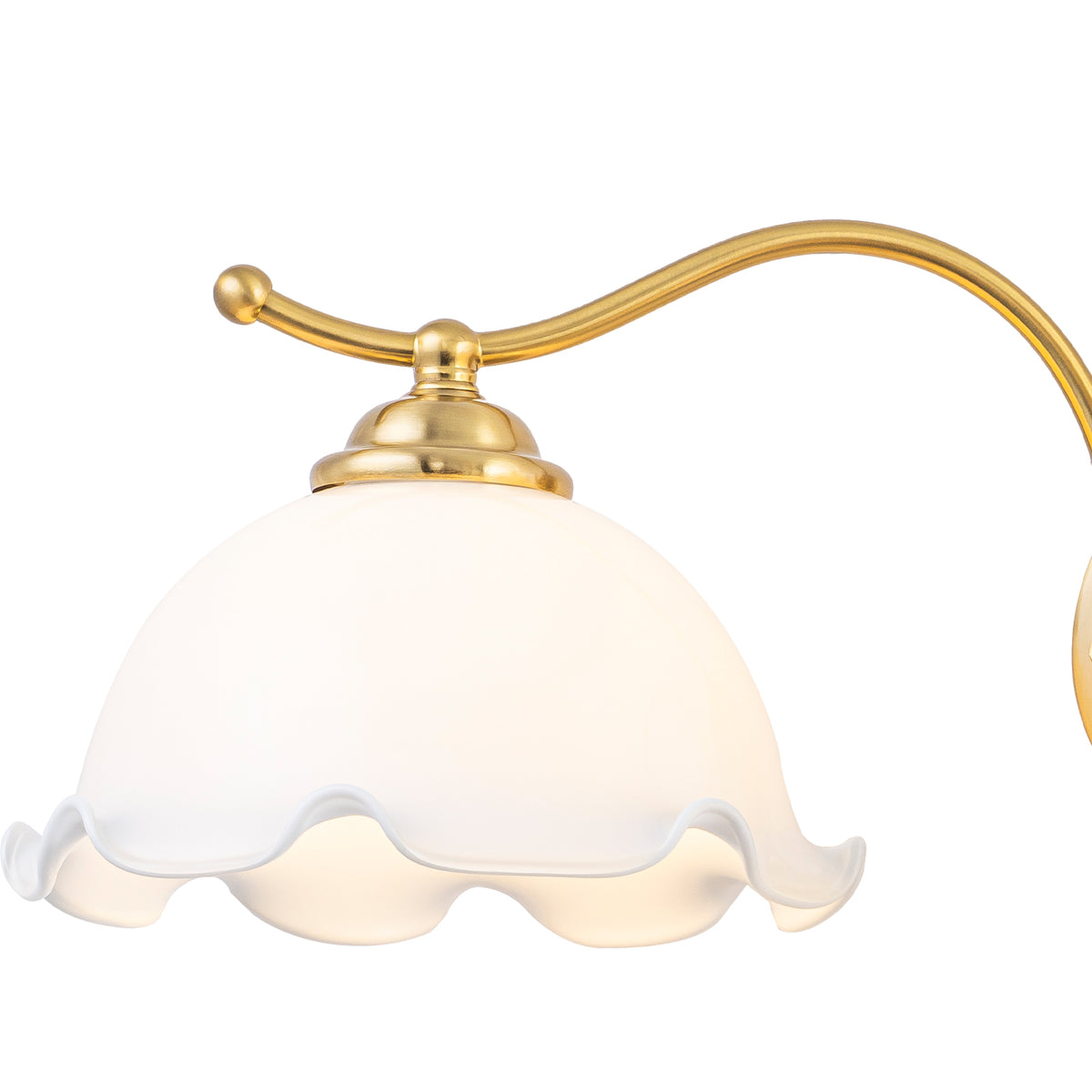 2-Light Gold Metal Wall Sconce with Flower Milky White Glass Shades - product image 10 | Zenvolit