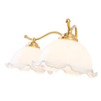 2-Light Gold Metal Wall Sconce with Flower Milky White Glass Shades - product image 11 | Zenvolit