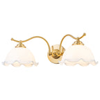 2-Light Gold Metal Wall Sconce with Flower Milky White Glass Shades - product image 12 | Zenvolit