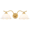 2-Light Gold Metal Wall Sconce with Flower Milky White Glass Shades - product image 17 | Zenvolit