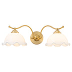 2-Light Gold Metal Wall Sconce with Flower Milky White Glass Shades - product image 17 | Zenvolit
