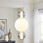 3-Light Modern Gold LED Pendant Light with White & Smoke Glass Globes - product image 1 | Zenvolit
