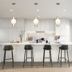 3-Light Modern Gold LED Pendant Light with White & Smoke Glass Globes - product image 2 | Zenvolit