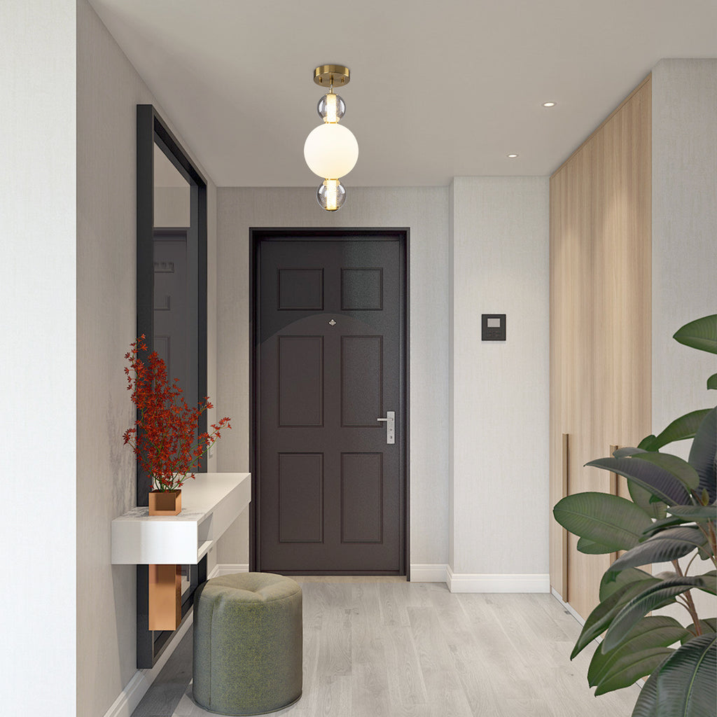 3-Light Modern Gold LED Pendant Light with White & Smoke Glass Globes - product image 4 | Zenvolit