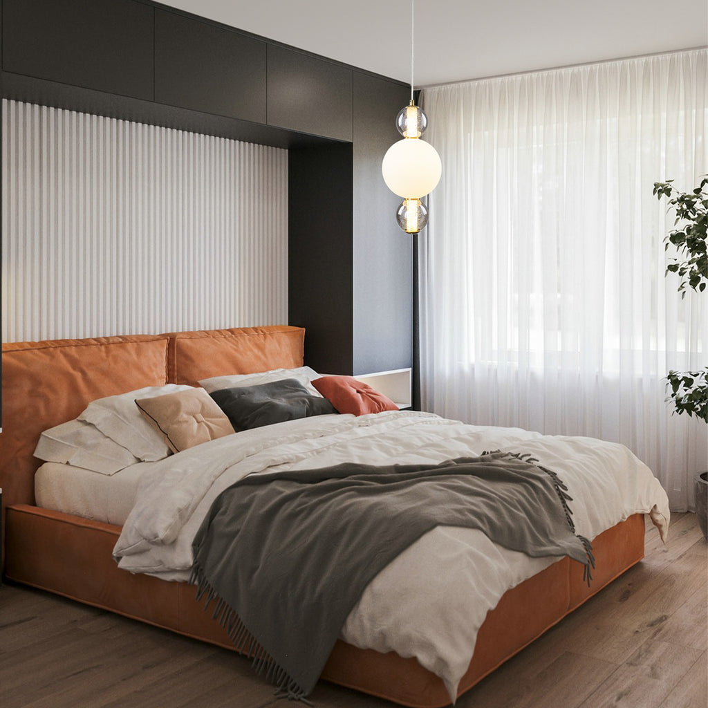 3-Light Modern Gold LED Pendant Light with White & Smoke Glass Globes - product image 5 | Zenvolit