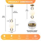 3-Light Modern Gold LED Pendant Light with White & Smoke Glass Globes - product image 7 | Zenvolit