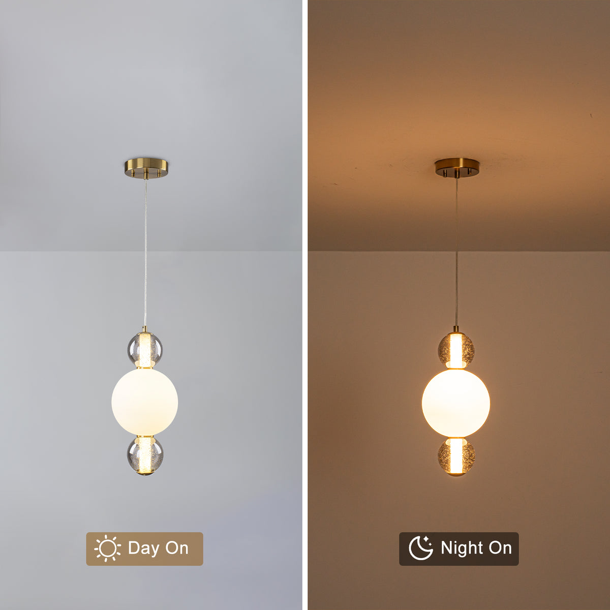 3-Light Modern Gold LED Pendant Light with White & Smoke Glass Globes - product image 8 | Zenvolit