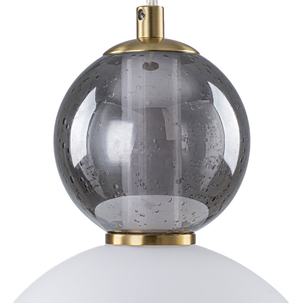 3-Light Modern Gold LED Pendant Light with White & Smoke Glass Globes - product image 9 | Zenvolit