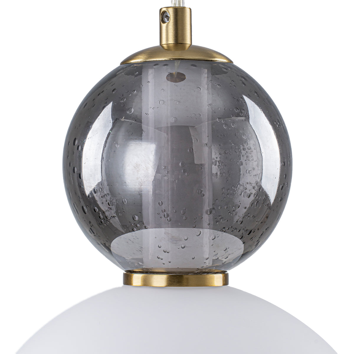 3-Light Modern Gold LED Pendant Light with White & Smoke Glass Globes - product image 9 | Zenvolit