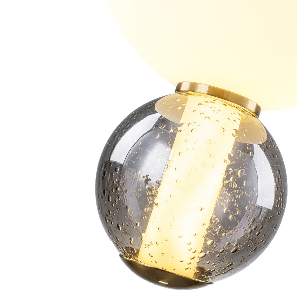 3-Light Modern Gold LED Pendant Light with White & Smoke Glass Globes - product image 10 | Zenvolit