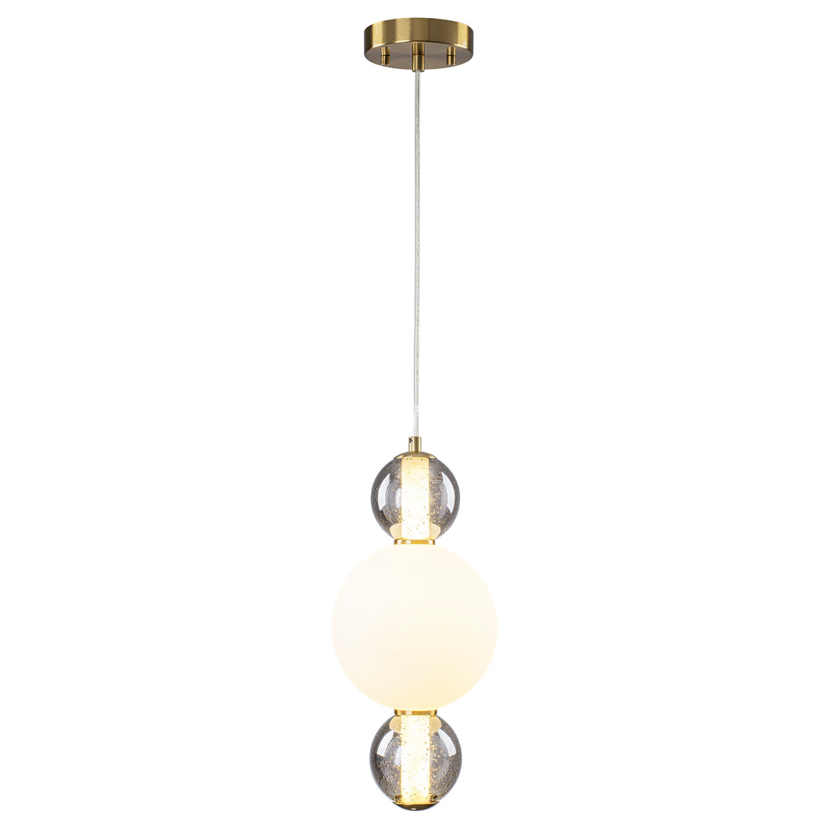 3-Light Modern Gold LED Pendant Light with White & Smoke Glass Globes - product image 15 | Zenvolit
