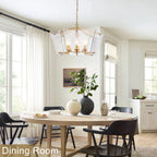 6-Light Gold Geometric Chandelier with Textured Clear Glass Panels - product image 2 | Zenvolit