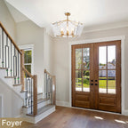 6-Light Gold Geometric Chandelier with Textured Clear Glass Panels - product image 5 | Zenvolit