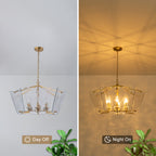 6-Light Gold Geometric Chandelier with Textured Clear Glass Panels - product image 7 | Zenvolit