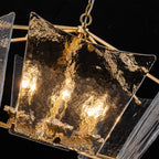 6-Light Gold Geometric Chandelier with Textured Clear Glass Panels - product image 9 | Zenvolit