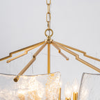 6-Light Gold Geometric Chandelier with Textured Clear Glass Panels - product image 10 | Zenvolit