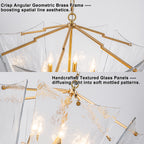 6-Light Gold Geometric Chandelier with Textured Clear Glass Panels - product image 12 | Zenvolit