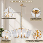 6-Light Gold Geometric Chandelier with Textured Clear Glass Panels - product image 13 | Zenvolit