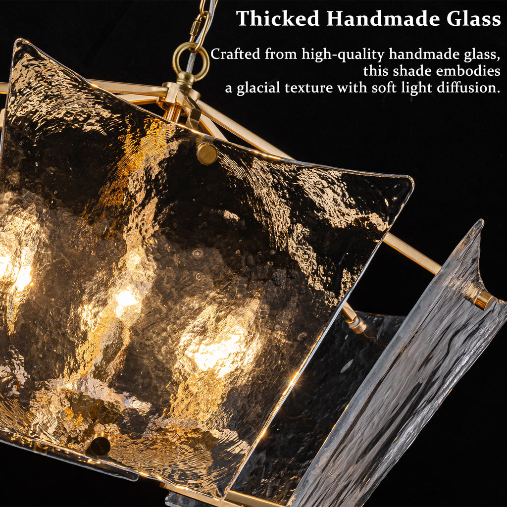 6-Light Gold Geometric Chandelier with Textured Clear Glass Panels - product image 14 | Zenvolit