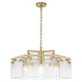 6-Light Modern Hexagon Chandelier, Hammered Glass Panels - product image 1 | Zenvolit