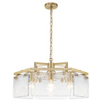 6-Light Modern Hexagon Chandelier, Hammered Glass Panels - product image 1 | Zenvolit