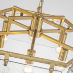 6-Light Modern Hexagon Chandelier, Hammered Glass Panels - product image 4 | Zenvolit