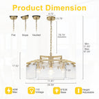 6-Light Modern Hexagon Chandelier, Hammered Glass Panels - product image 7 | Zenvolit