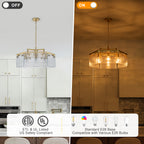 6-Light Modern Hexagon Chandelier, Hammered Glass Panels - product image 8 | Zenvolit
