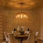 6-Light Modern Hexagon Chandelier, Hammered Glass Panels - product image 10 | Zenvolit
