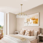 6-Light Modern Hexagon Chandelier, Hammered Glass Panels - product image 11 | Zenvolit