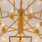 10-Light Gold Geometric Chandelier Handmade Ice-Textured Glass Panels - product image 9 | Zenvolit
