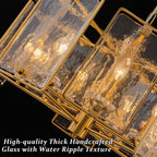 10-Light Gold Geometric Chandelier Handmade Ice-Textured Glass Panels - product image 15 | Zenvolit