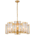 10-Light Gold Geometric Chandelier Handmade Ice-Textured Glass Panels - product image 16 | Zenvolit