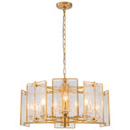 10-Light Gold Geometric Chandelier Handmade Ice-Textured Glass Panels - product image 16 | Zenvolit