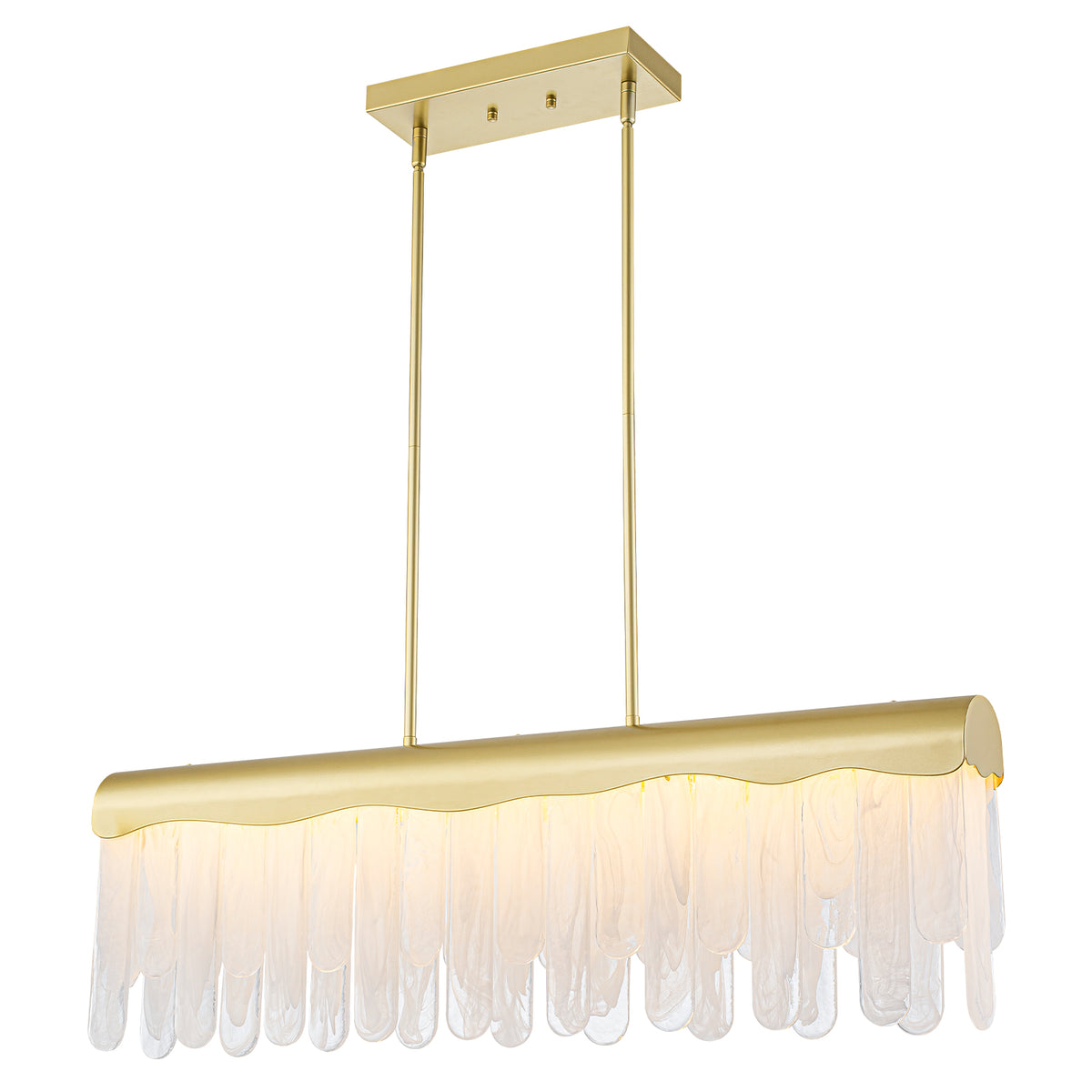 Dimmable LED Linear Chandelier Gold with Wavy Cloud Glass Strips - product image 2 | Zenvolit
