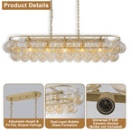 Oval Cognac Glass Chandelier Textured Gold Double Layer Kitchen Island