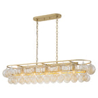 Oval Cognac Glass Chandelier Textured Gold Double Layer Kitchen Island