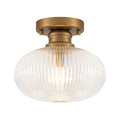 Matte Brass Flush Mount Ceiling Light with Ribbed Glass Dining Room - product image 1 | Zenvolit