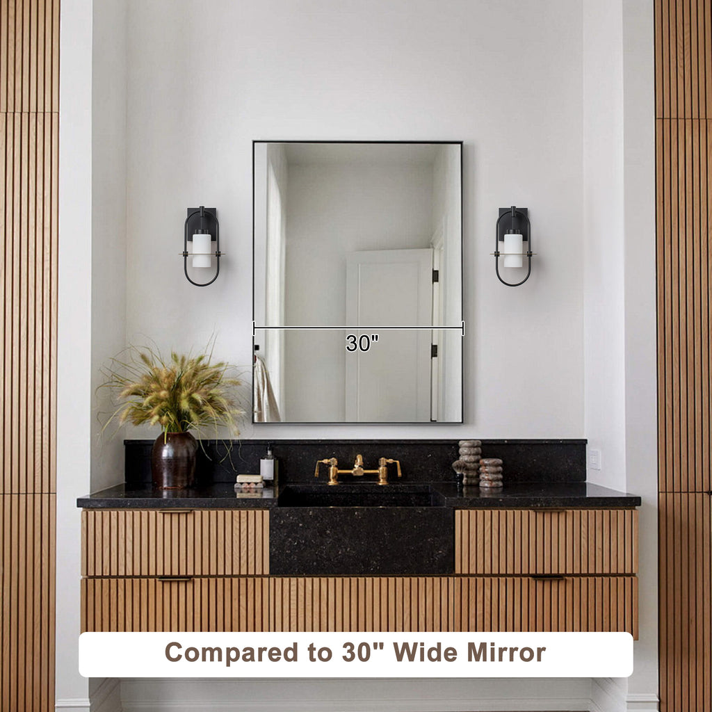 1-Light Black Modern Wall Sconce with White Frosted Glass Shade - product image 2 | Zenvolit