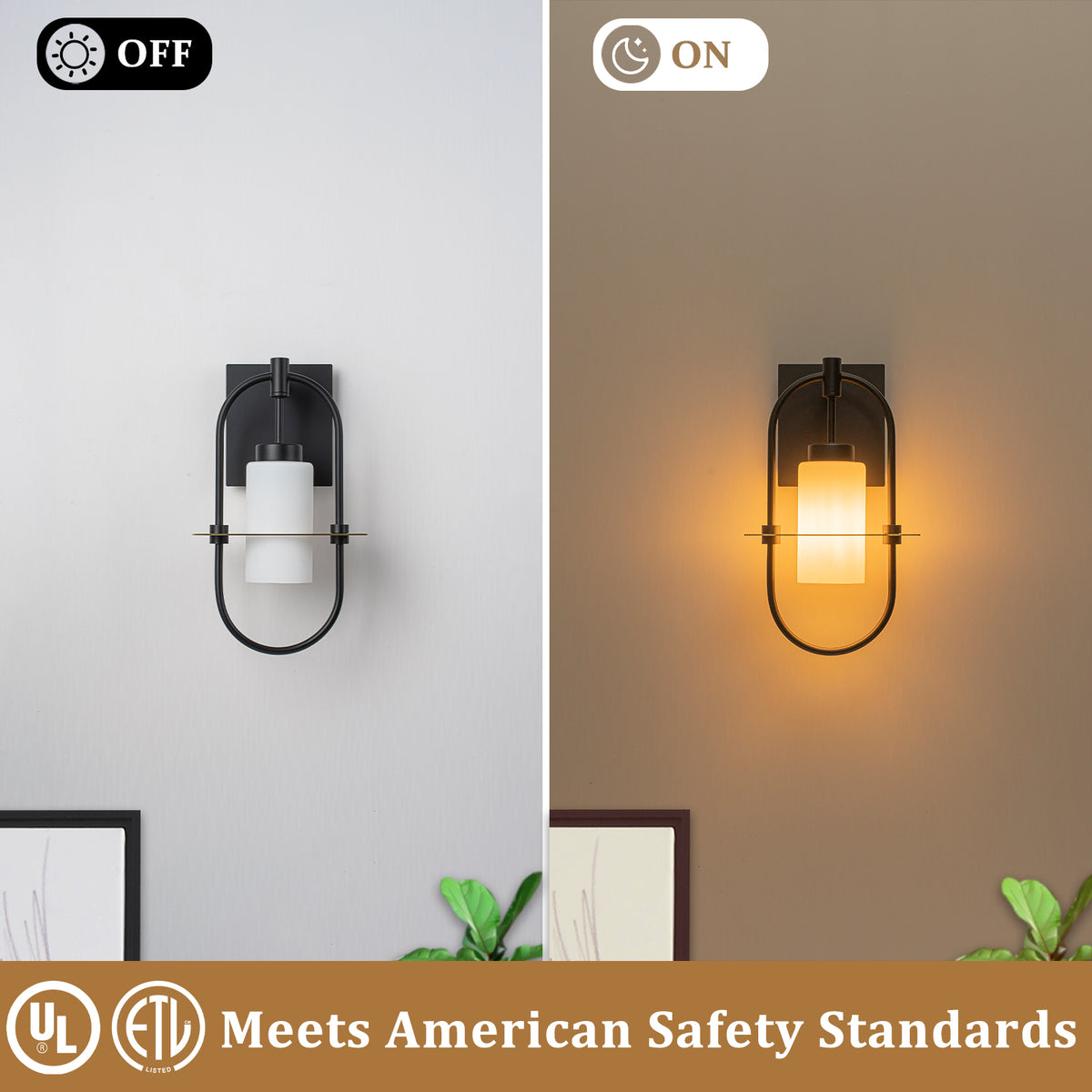 1-Light Black Modern Wall Sconce with White Frosted Glass Shade - product image 7 | Zenvolit