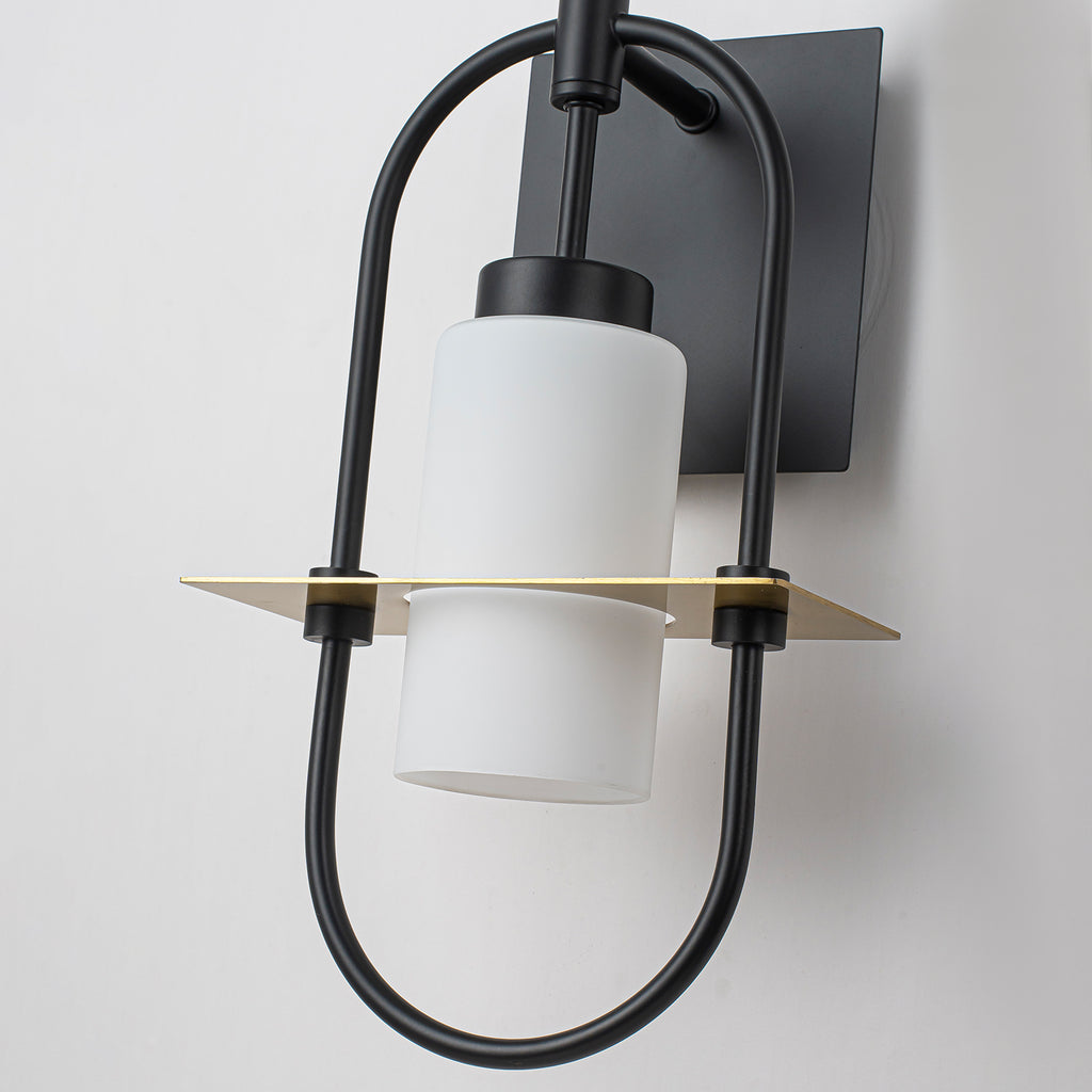1-Light Black Modern Wall Sconce with White Frosted Glass Shade - product image 8 | Zenvolit