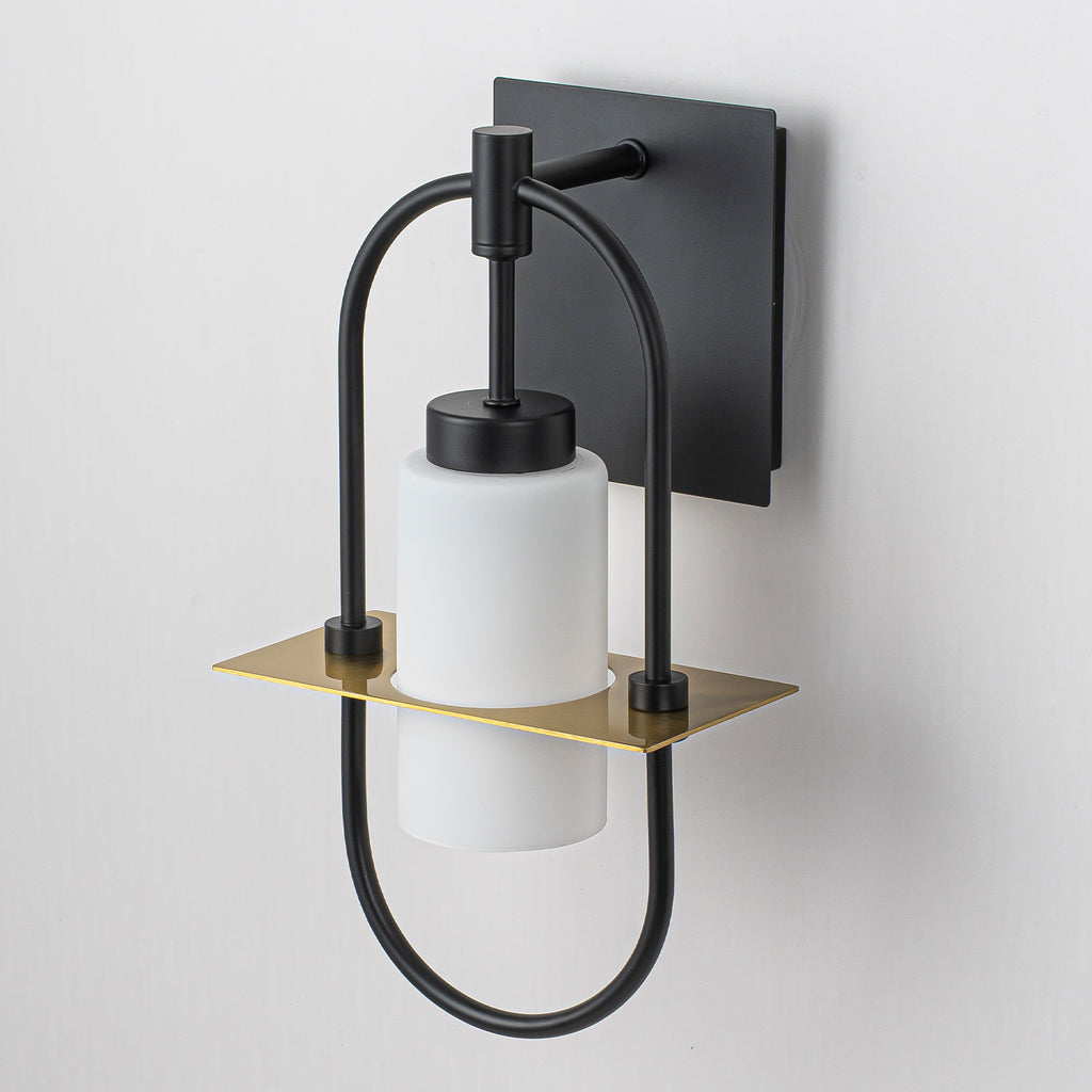 1-Light Black Modern Wall Sconce with White Frosted Glass Shade - product image 10 | Zenvolit