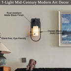 1-Light Black Modern Wall Sconce with White Frosted Glass Shade - product image 12 | Zenvolit