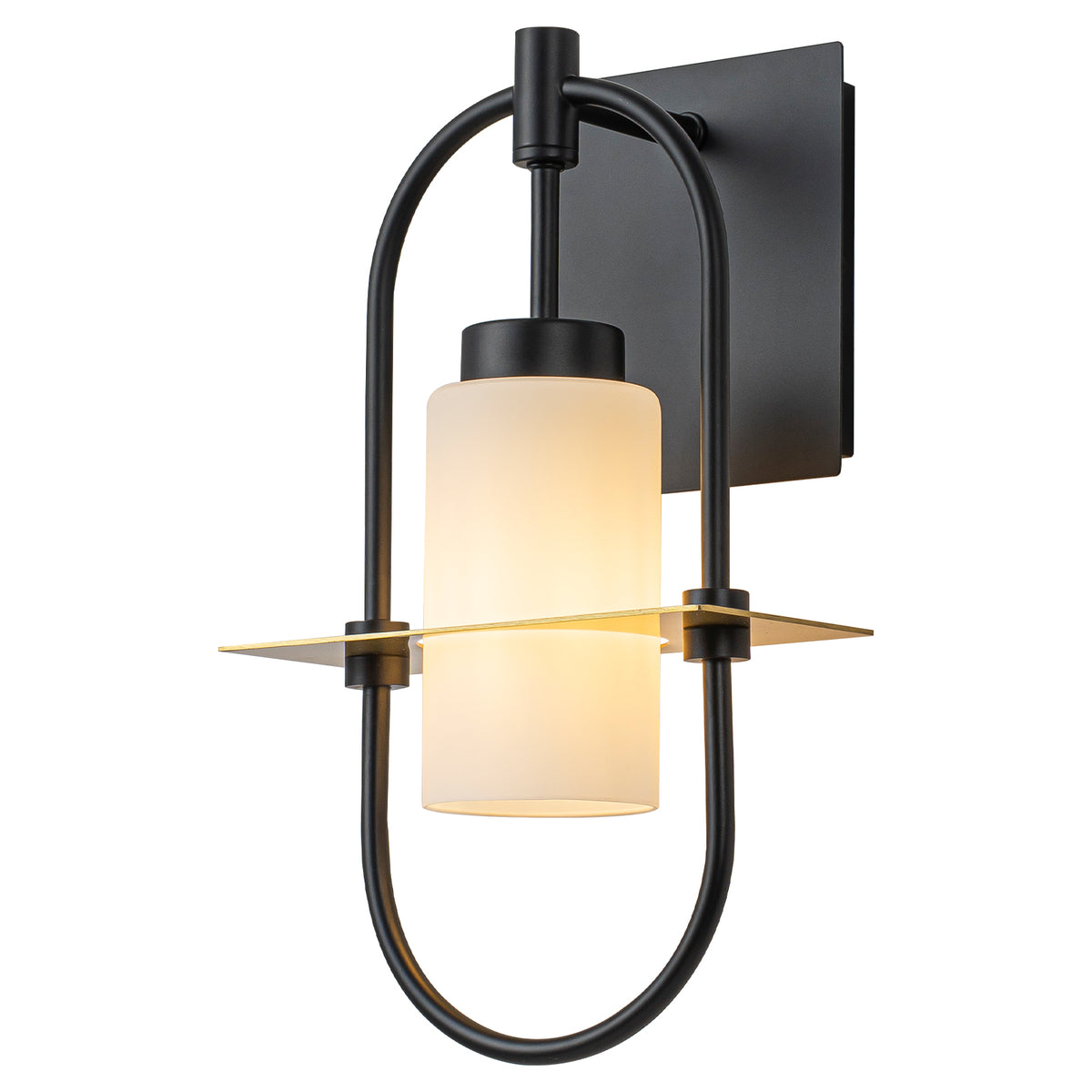 1-Light Black Modern Wall Sconce with White Frosted Glass Shade - product image 13 | Zenvolit