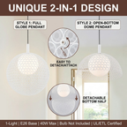 Matte White Globe Cage Pendant Light Opal Glass Shade Modern Fixture - product image 1 | Zenvolit