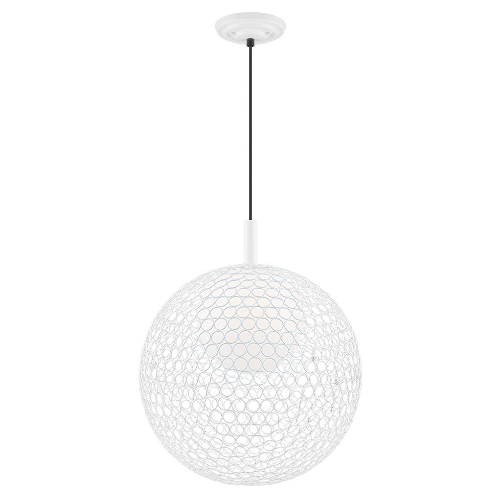 Matte White Globe Cage Pendant Light Opal Glass Shade Modern Fixture - product image 3 | Zenvolit