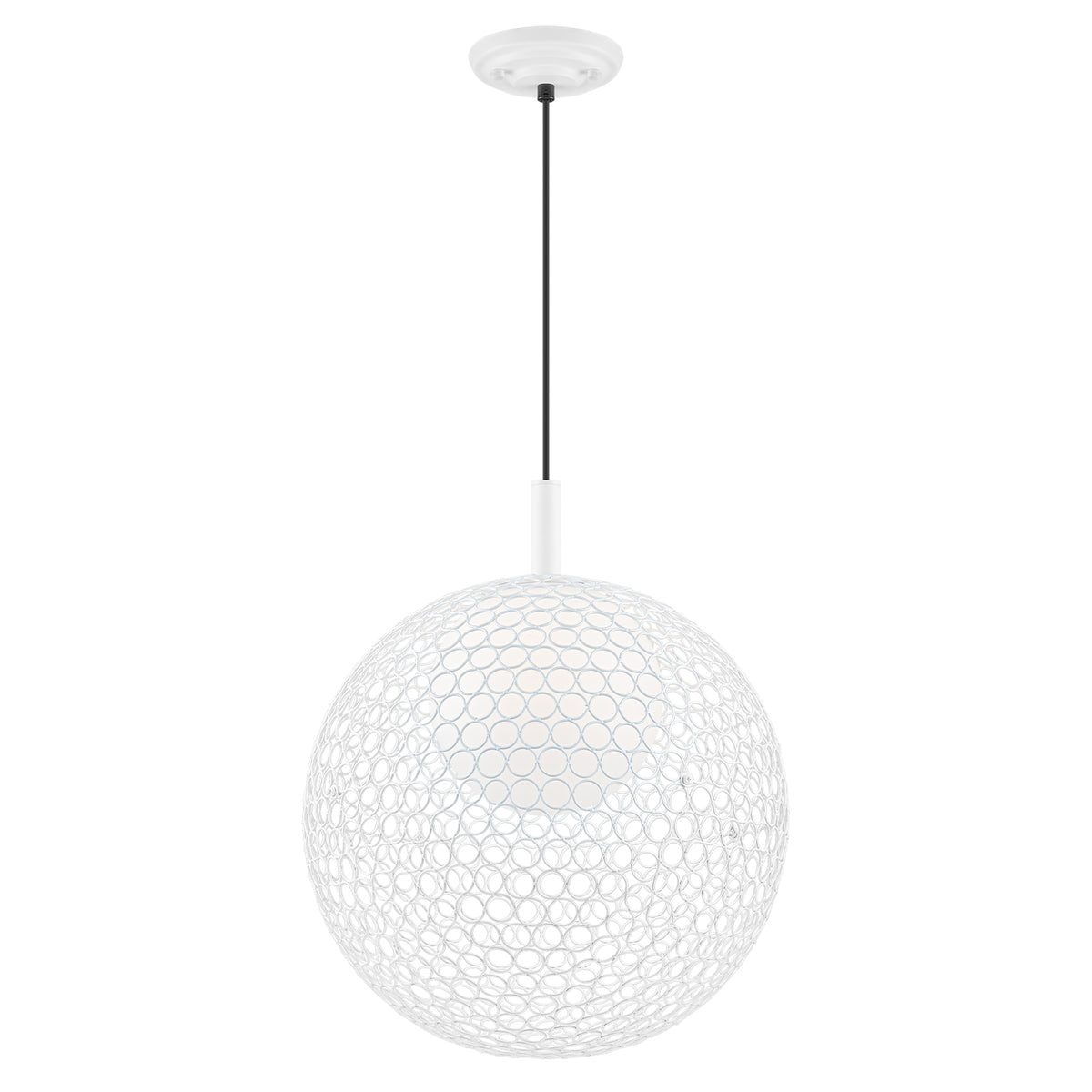Matte White Globe Cage Pendant Light Opal Glass Shade Modern Fixture - product image 3 | Zenvolit