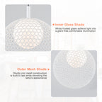 Matte White Globe Cage Pendant Light Opal Glass Shade Modern Fixture - product image 5 | Zenvolit
