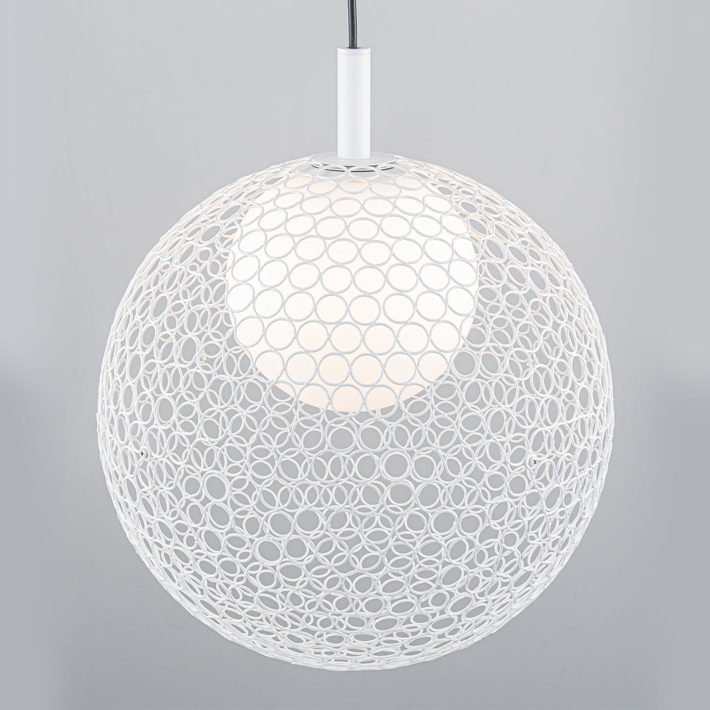 Matte White Globe Cage Pendant Light Opal Glass Shade Modern Fixture - product image 6 | Zenvolit