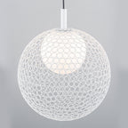 Matte White Globe Cage Pendant Light Opal Glass Shade Modern Fixture - product image 6 | Zenvolit